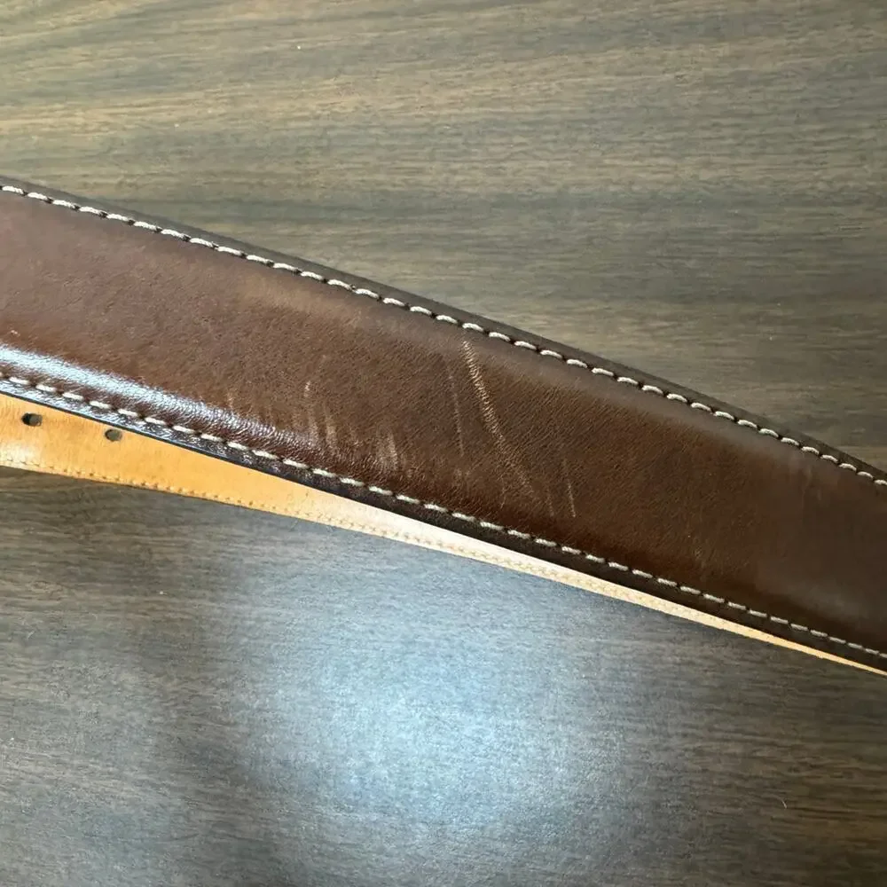 Kirkland signature Italian full grain leather belt brown size 32
